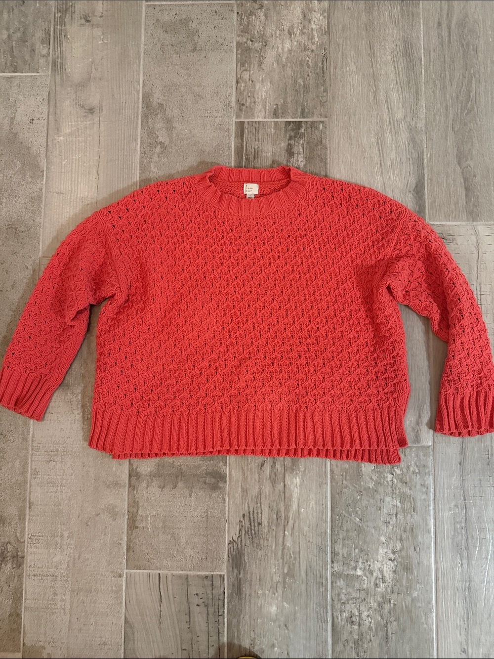 a new day Coral Textured Crewneck Sweater